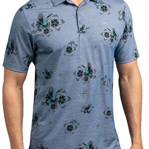 Travis Mathew Blue Floral Polo Shirt